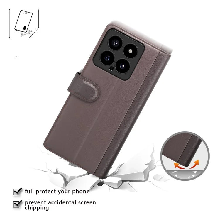 For Xiaomi 14 Case Genuine Split Leather Phone Cover with Wallet