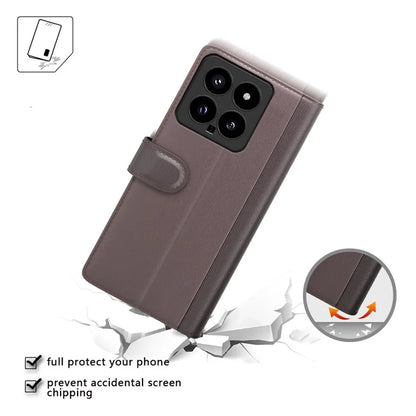 For Xiaomi 14 Case Genuine Split Leather Phone Cover with Wallet