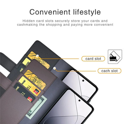 For Xiaomi 14 Case Genuine Split Leather Phone Cover with Wallet