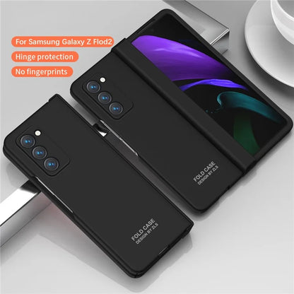 For Samsung Galaxy Z Fold2 5G Hard PC Case Anti-scratch Phone Cover with Tempered Glass FilmBlack
