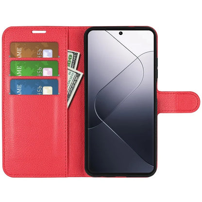 For Xiaomi 14 Pro Case Litchi Texture Anti-scratch Wallet Leather Cover