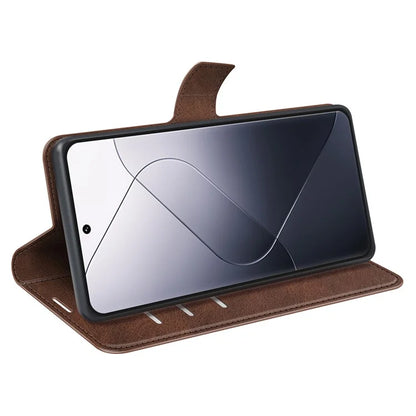 For Xiaomi 14 Pro Case Calf Texture Full Protection Phone Leather Cover