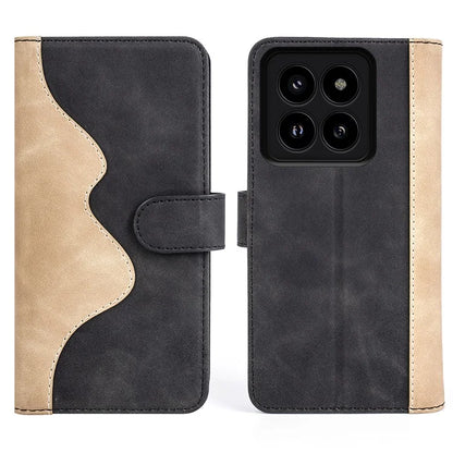 For Xiaomi 14 Pro Case Stand Wallet Color Splicing Phone Cover