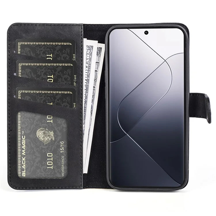 For Xiaomi 14 Pro Case Stand Wallet Color Splicing Phone Cover