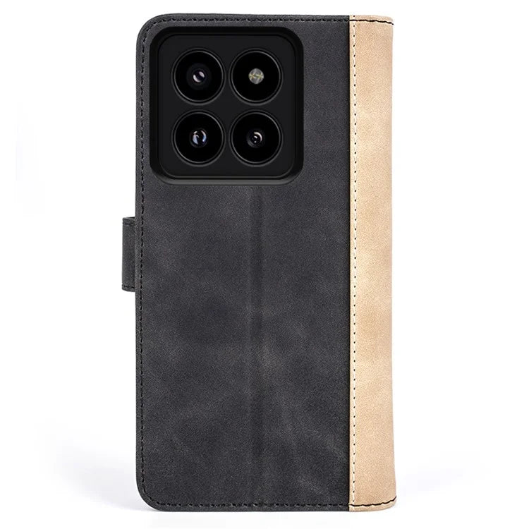 For Xiaomi 14 Pro Case Stand Wallet Color Splicing Phone Cover