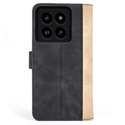 For Xiaomi 14 Pro Case Stand Wallet Color Splicing Phone Cover