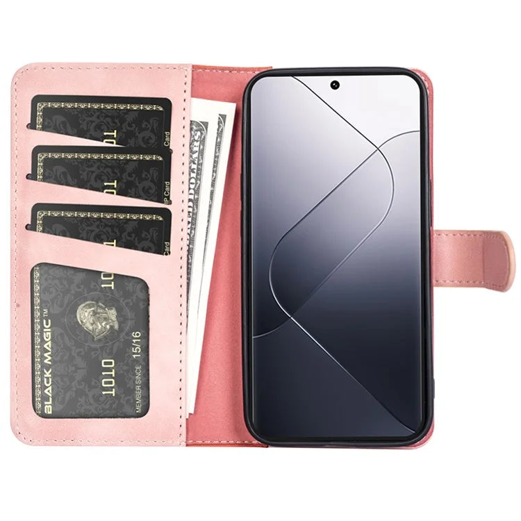 For Xiaomi 14 Pro Case Stand Wallet Color Splicing Phone Cover