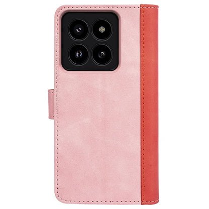 For Xiaomi 14 Pro Case Stand Wallet Color Splicing Phone Cover