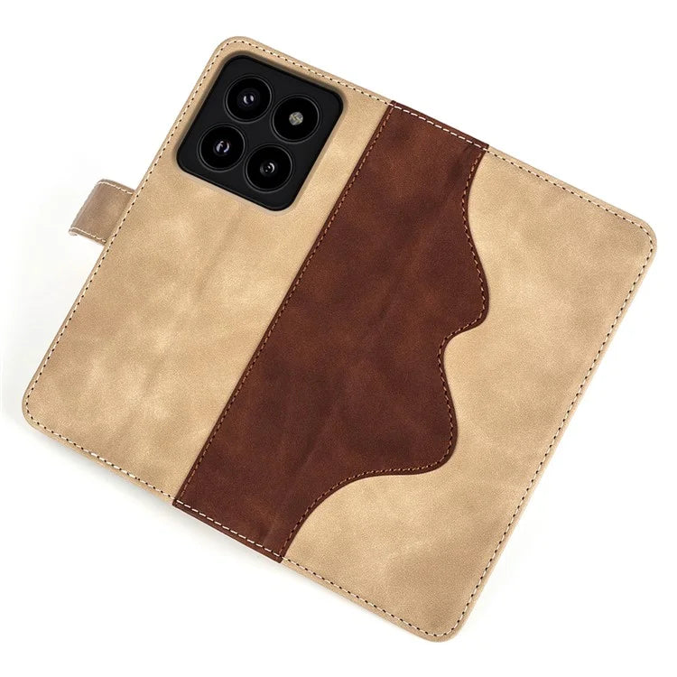 For Xiaomi 14 Pro Case Stand Wallet Color Splicing Phone Cover