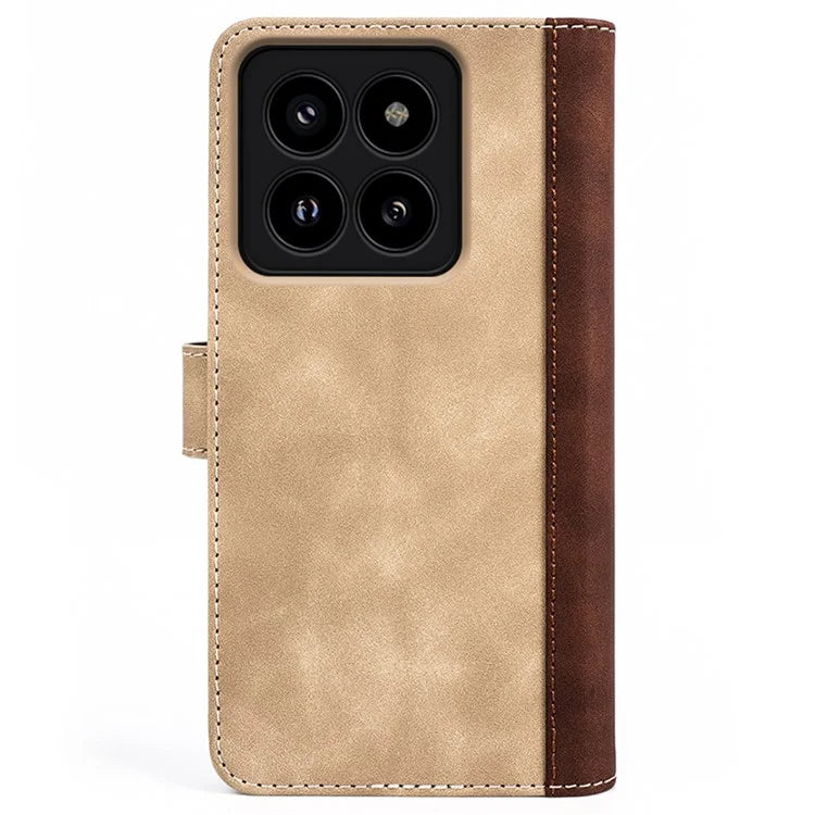 For Xiaomi 14 Pro Case Stand Wallet Color Splicing Phone Cover