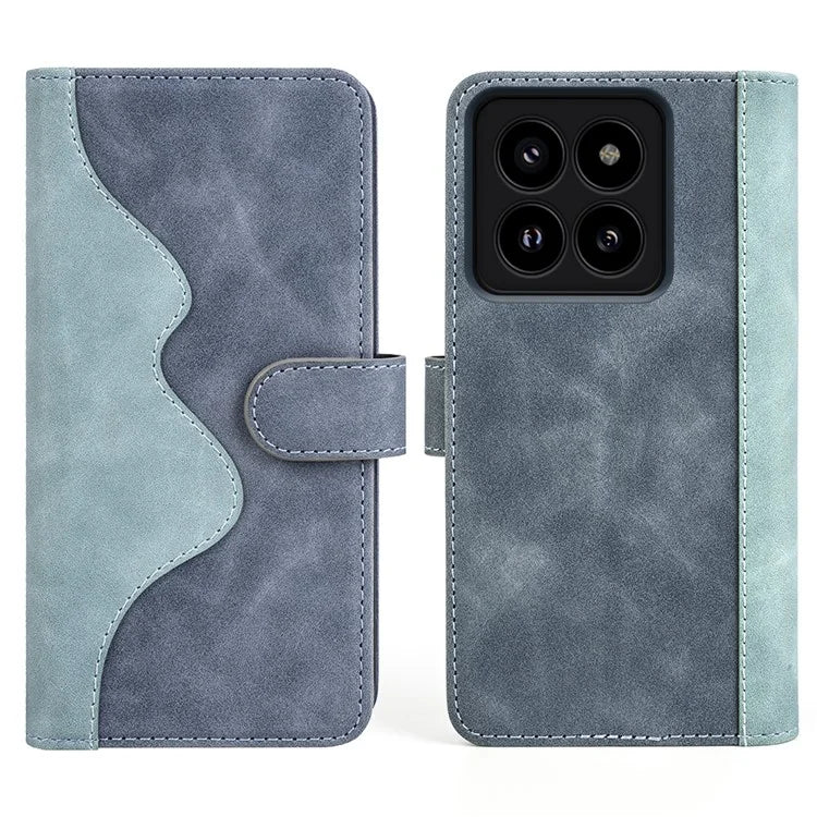 For Xiaomi 14 Pro Case Stand Wallet Color Splicing Phone Cover