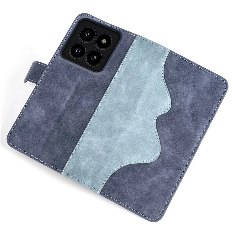 For Xiaomi 14 Pro Case Stand Wallet Color Splicing Phone Cover