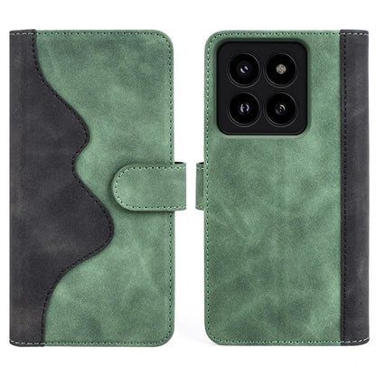 For Xiaomi 14 Pro Case Stand Wallet Color Splicing Phone Cover