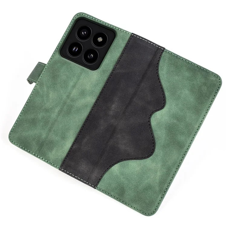 For Xiaomi 14 Pro Case Stand Wallet Color Splicing Phone Cover