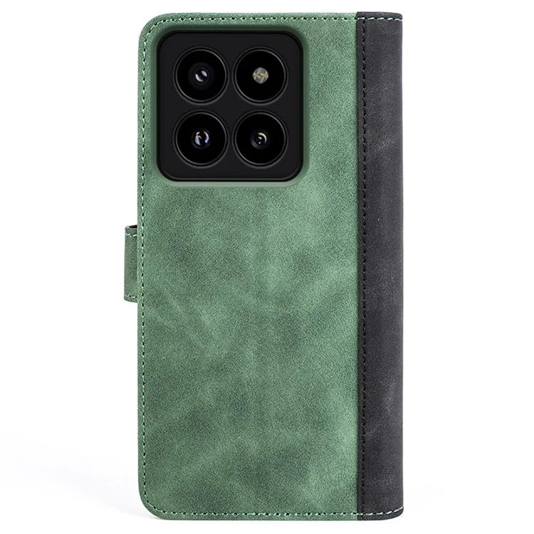 For Xiaomi 14 Pro Case Stand Wallet Color Splicing Phone Cover