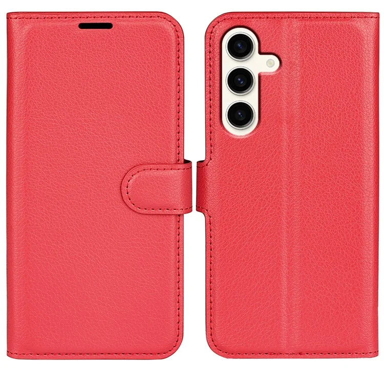 For Samsung Galaxy S24+ Case Wallet Stand Litchi Texture Phone Cover