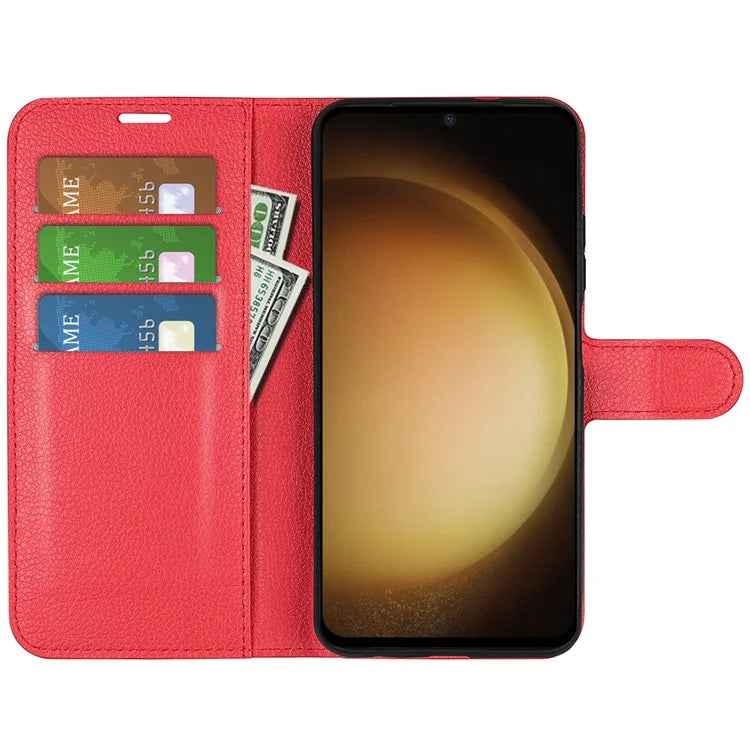 For Samsung Galaxy S24+ Case Wallet Stand Litchi Texture Phone Cover