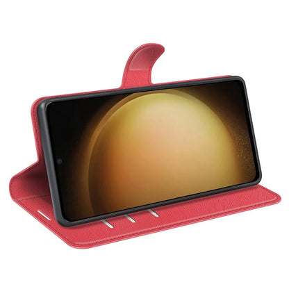 For Samsung Galaxy S24+ Case Wallet Stand Litchi Texture Phone Cover