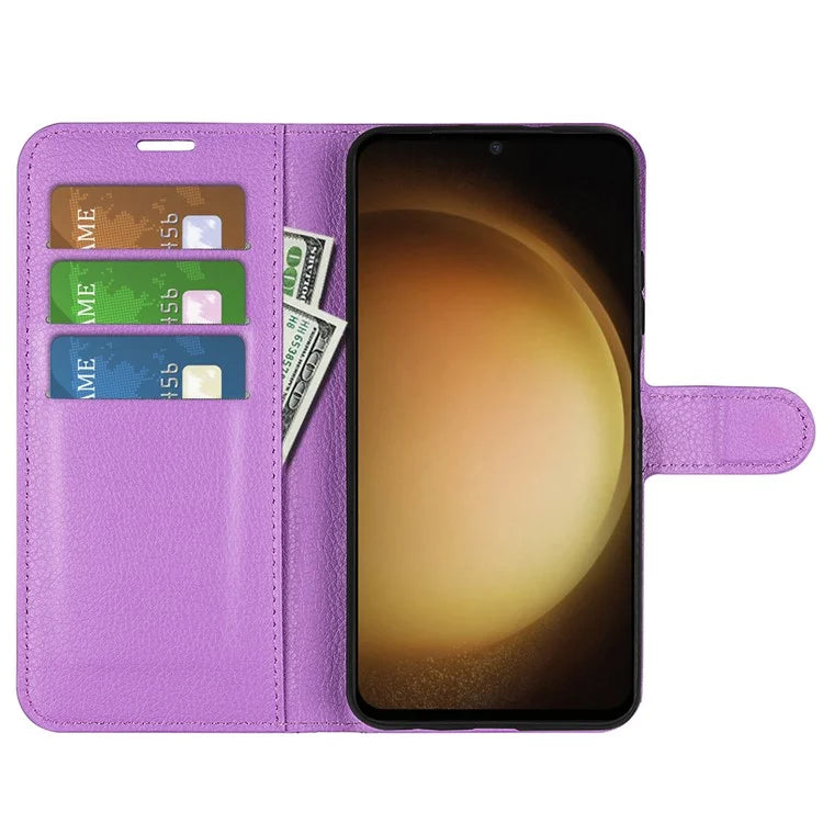 For Samsung Galaxy S24+ Case Wallet Stand Litchi Texture Phone Cover