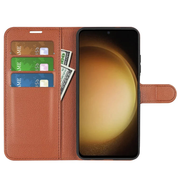For Samsung Galaxy S24+ Case Wallet Stand Litchi Texture Phone Cover