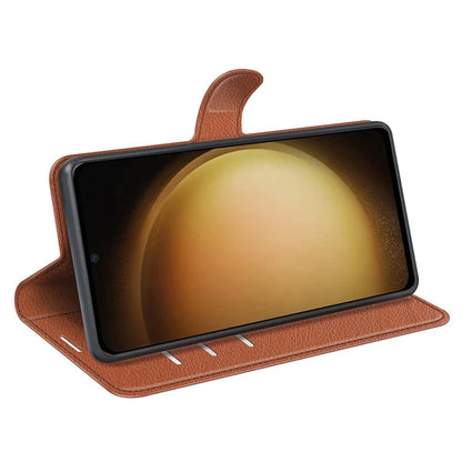 For Samsung Galaxy S24+ Case Wallet Stand Litchi Texture Phone Cover