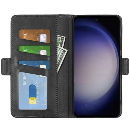 For Samsung Galaxy S24 Case PU Leather Dual Magnetic Clasp Protective Cover