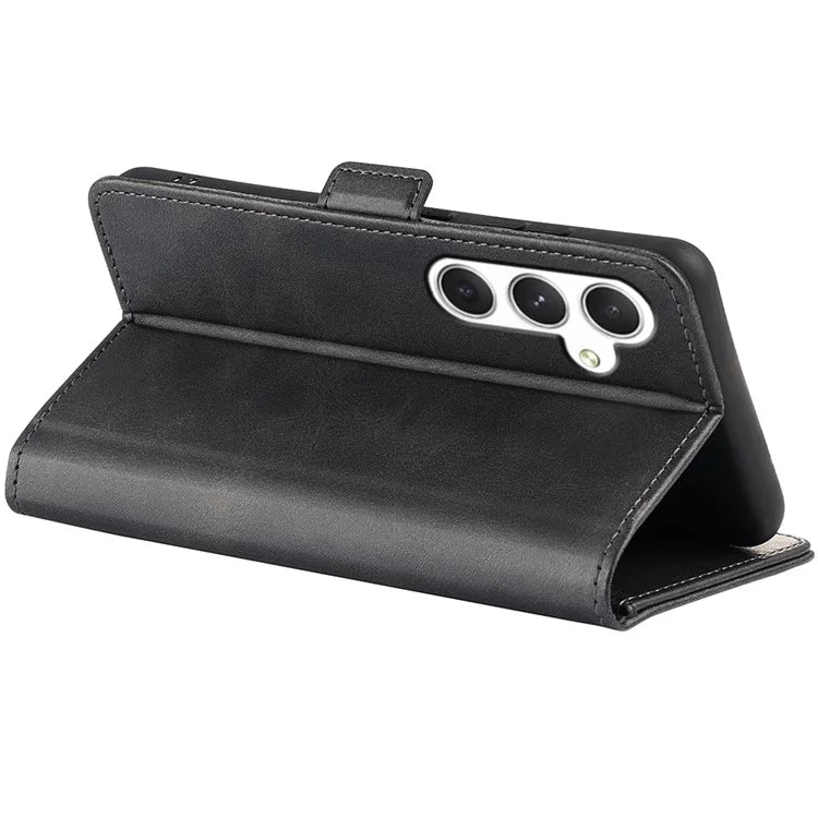 For Samsung Galaxy S24 Case PU Leather Dual Magnetic Clasp Protective Cover