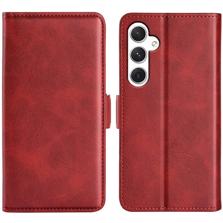 For Samsung Galaxy S24 Case PU Leather Dual Magnetic Clasp Protective Cover