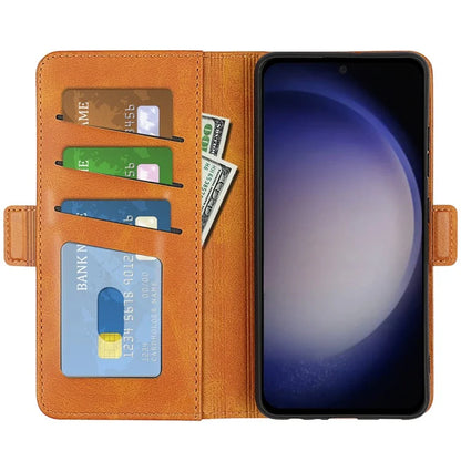 For Samsung Galaxy S24 Case PU Leather Dual Magnetic Clasp Protective Cover