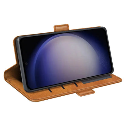 For Samsung Galaxy S24 Case PU Leather Dual Magnetic Clasp Protective Cover