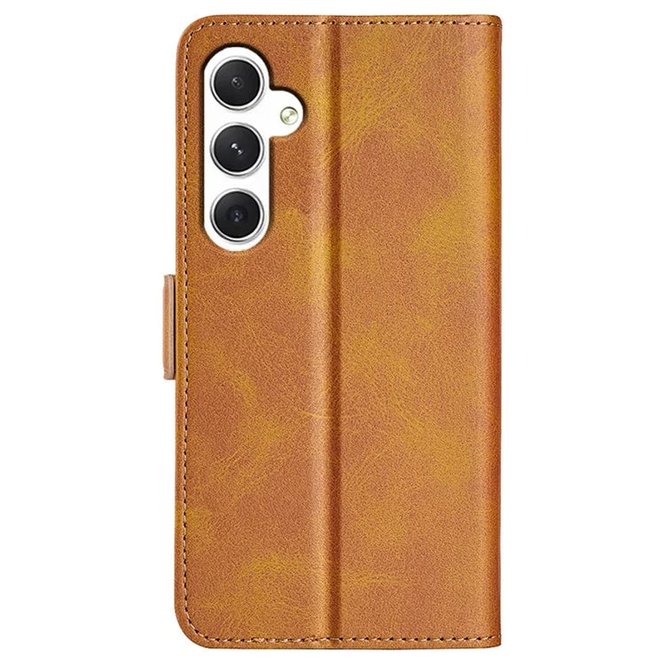 For Samsung Galaxy S24 Case PU Leather Dual Magnetic Clasp Protective Cover