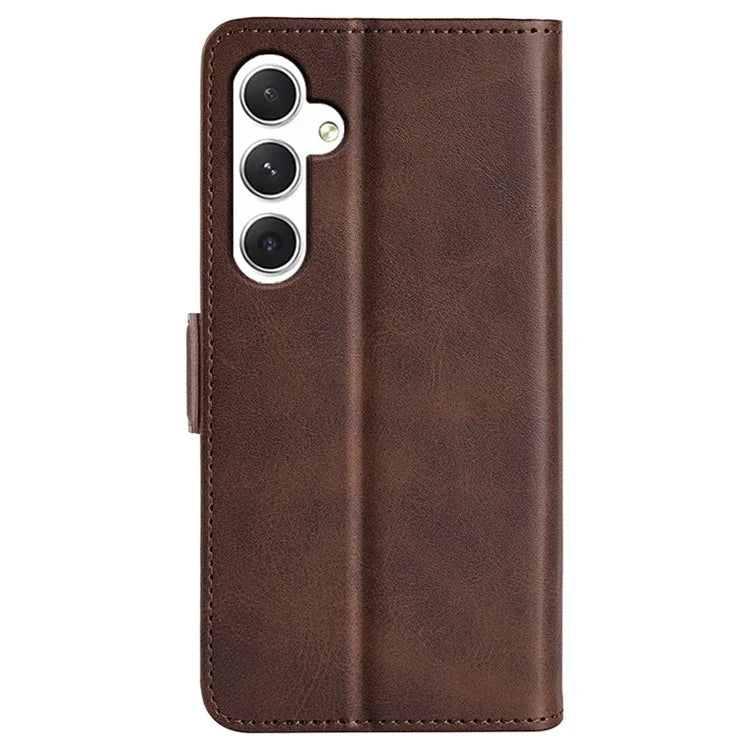 For Samsung Galaxy S24 Case PU Leather Dual Magnetic Clasp Protective Cover