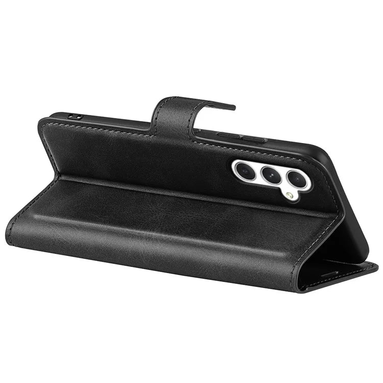 For Samsung Galaxy S24 Case PU Leather Calf Texture Full Protective Phone Cover