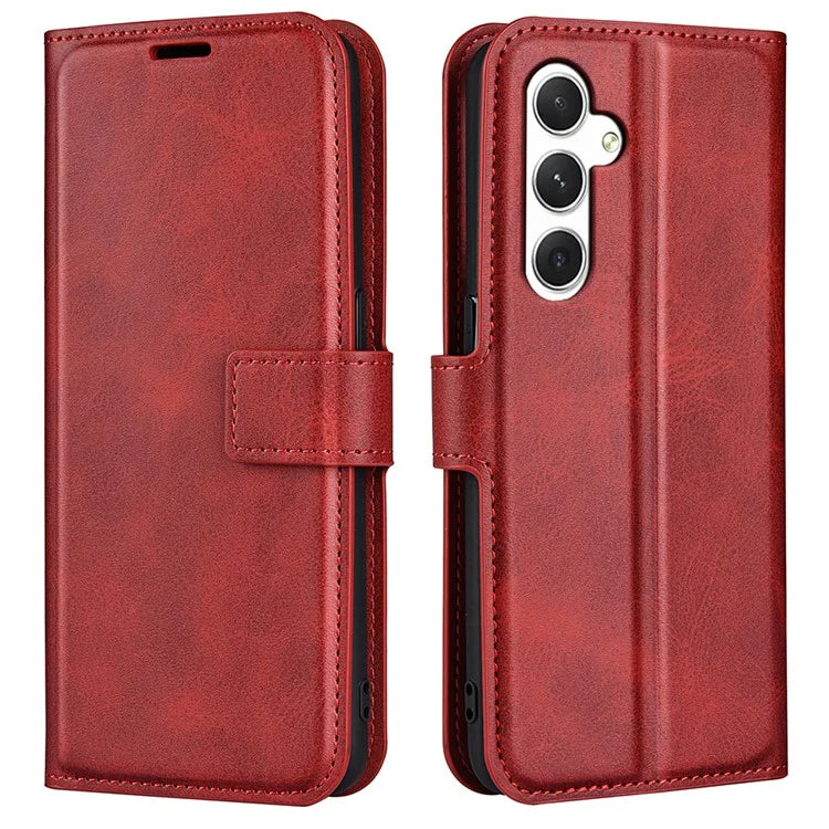 For Samsung Galaxy S24 Case PU Leather Calf Texture Full Protective Phone Cover