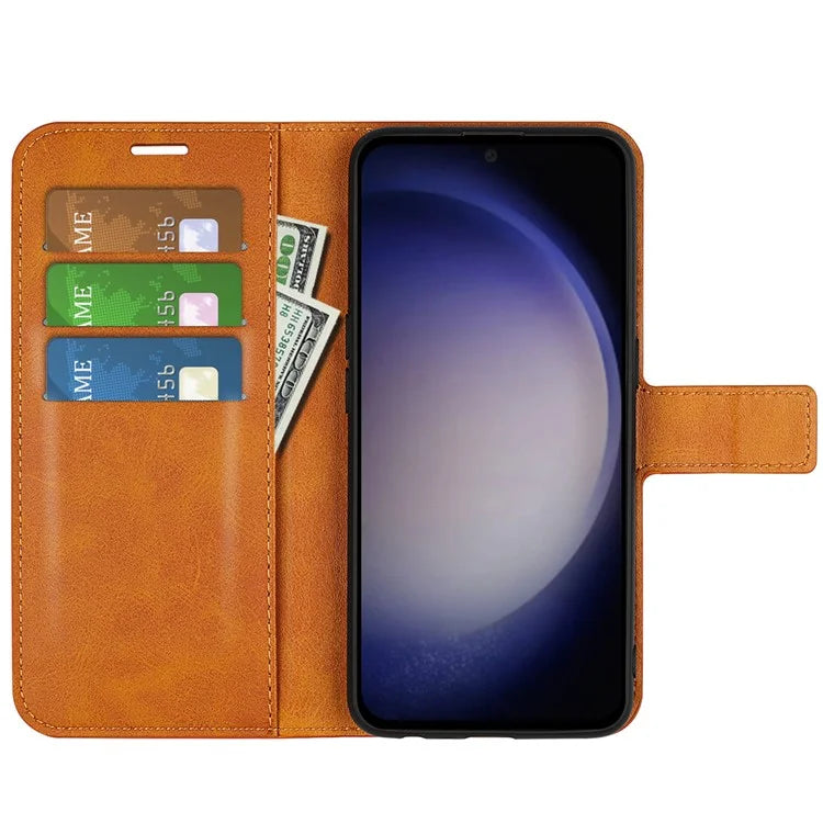For Samsung Galaxy S24 Case PU Leather Calf Texture Full Protective Phone Cover