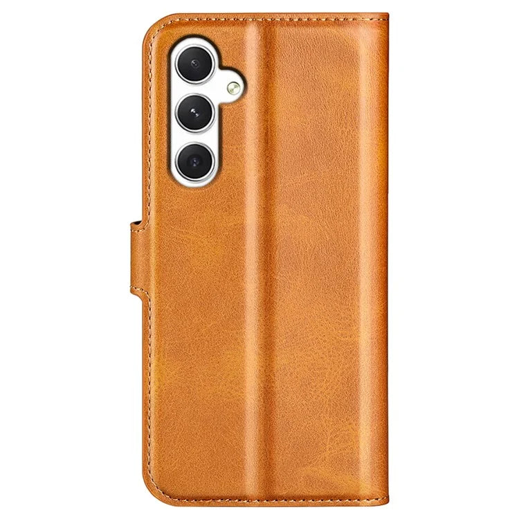 For Samsung Galaxy S24 Case PU Leather Calf Texture Full Protective Phone Cover