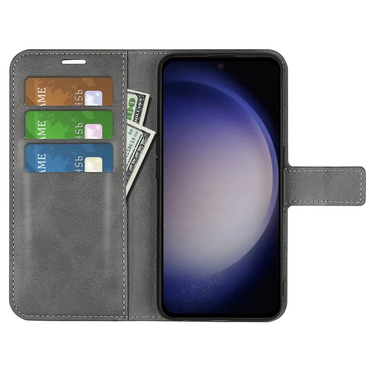 For Samsung Galaxy S24 Case PU Leather Calf Texture Full Protective Phone Cover
