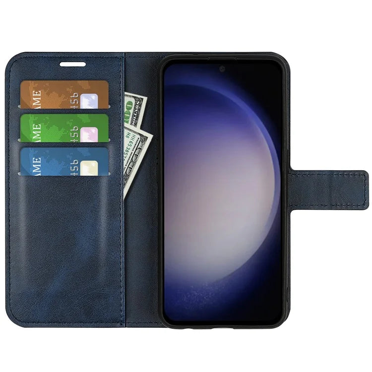For Samsung Galaxy S24 Case PU Leather Calf Texture Full Protective Phone Cover