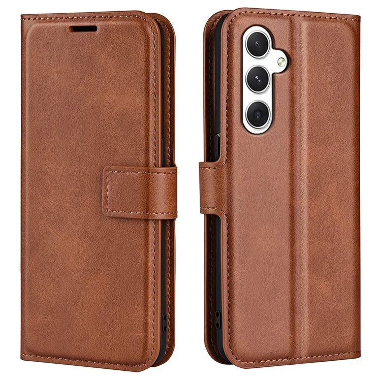 For Samsung Galaxy S24 Case PU Leather Calf Texture Full Protective Phone Cover