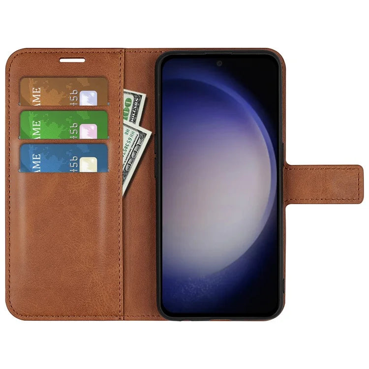 For Samsung Galaxy S24 Case PU Leather Calf Texture Full Protective Phone Cover