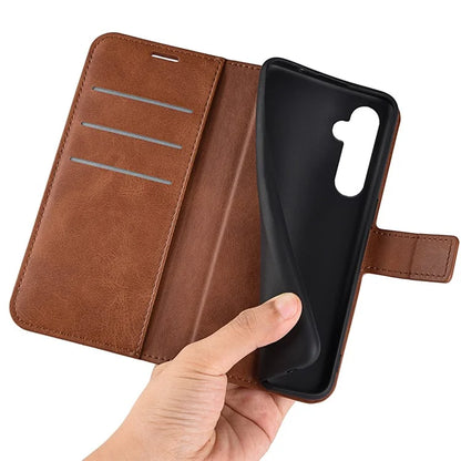 For Samsung Galaxy S24 Case PU Leather Calf Texture Full Protective Phone Cover