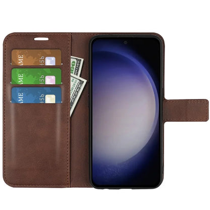 For Samsung Galaxy S24 Case PU Leather Calf Texture Full Protective Phone Cover