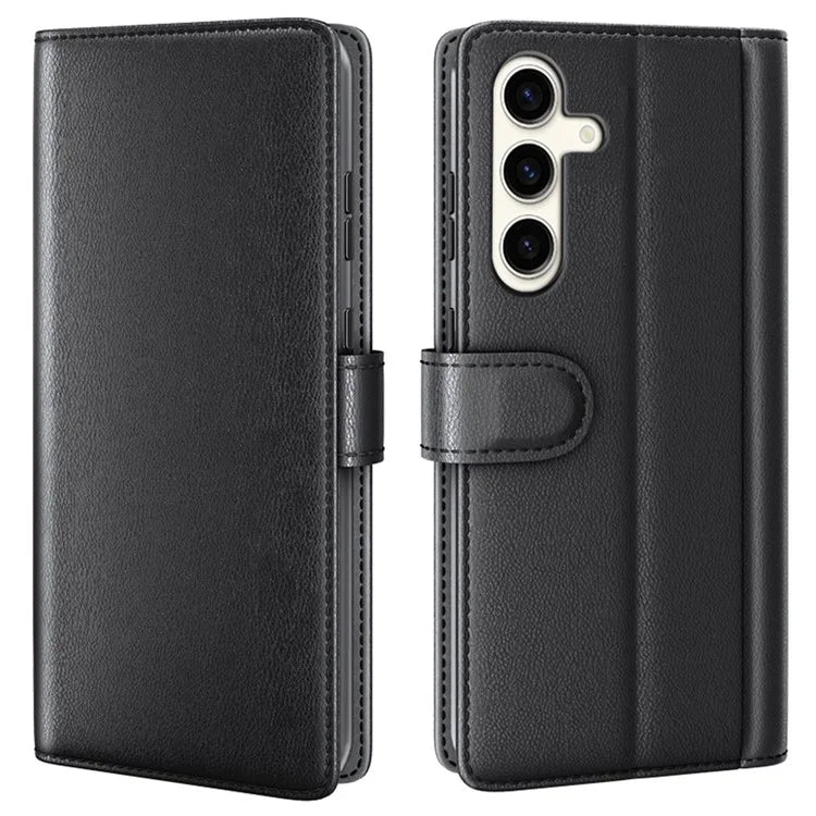 For Samsung Galaxy S24+ Case Genuine Split Leather Magnetic Closure Phone Cover
