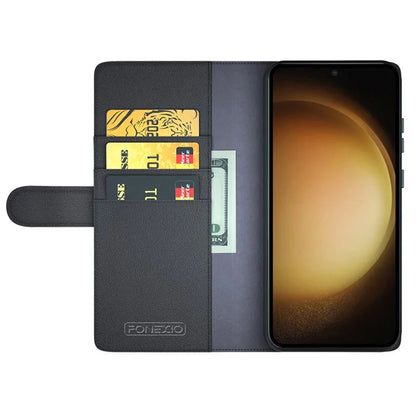 For Samsung Galaxy S24+ Case Genuine Split Leather Magnetic Closure Phone Cover