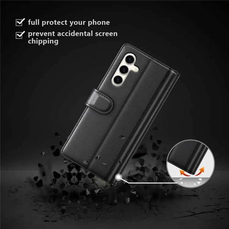 For Samsung Galaxy S24+ Case Genuine Split Leather Magnetic Closure Phone Cover
