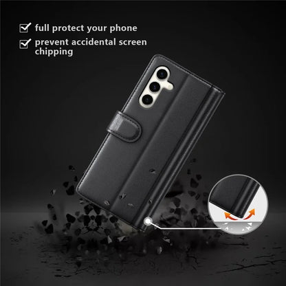 For Samsung Galaxy S24+ Case Genuine Split Leather Magnetic Closure Phone Cover
