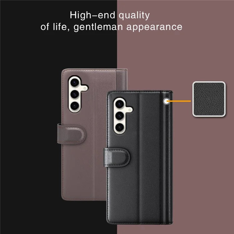 For Samsung Galaxy S24+ Case Genuine Split Leather Magnetic Closure Phone Cover