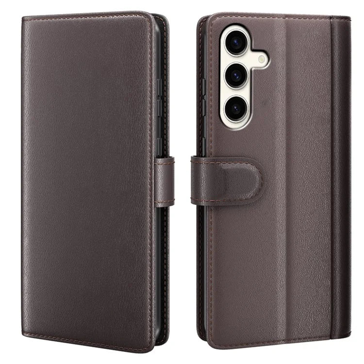 For Samsung Galaxy S24+ Case Genuine Split Leather Magnetic Closure Phone Cover