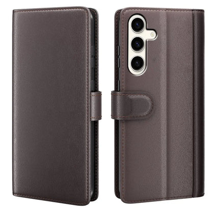 For Samsung Galaxy S24+ Case Genuine Split Leather Magnetic Closure Phone Cover