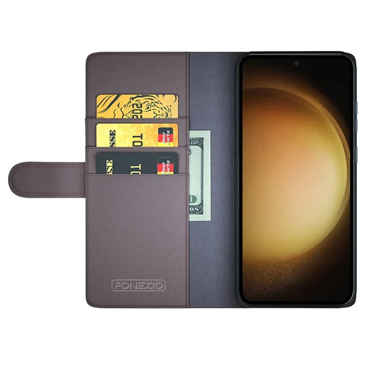 For Samsung Galaxy S24+ Case Genuine Split Leather Magnetic Closure Phone Cover